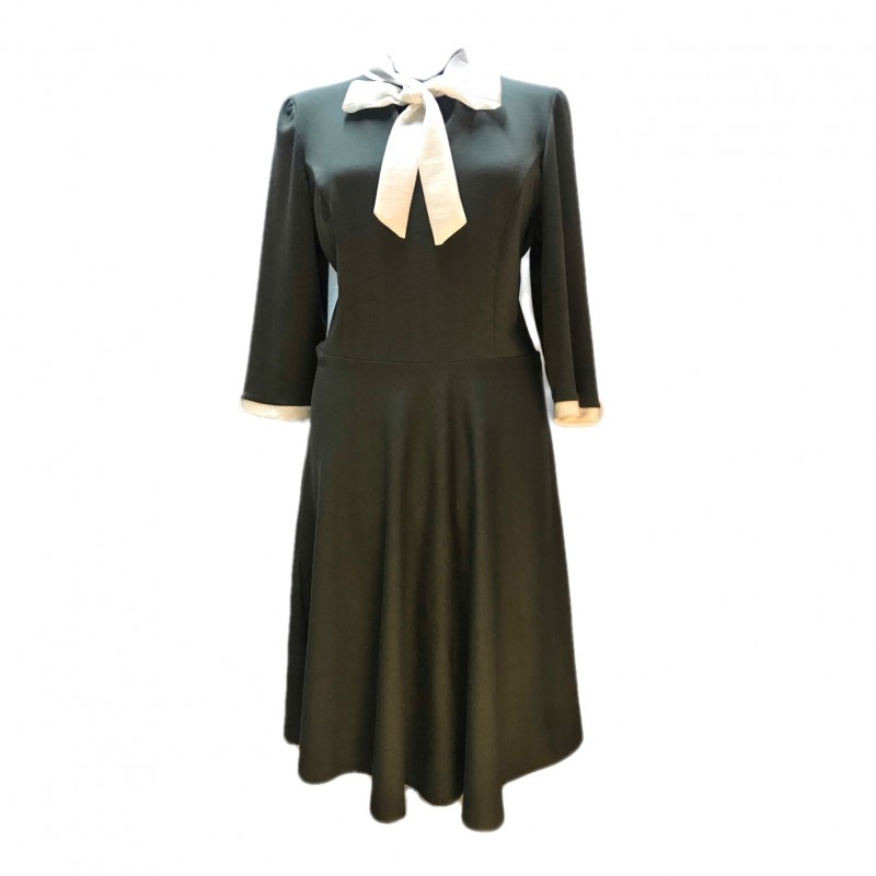 Rochie din tricot cu funda,verde, Ale